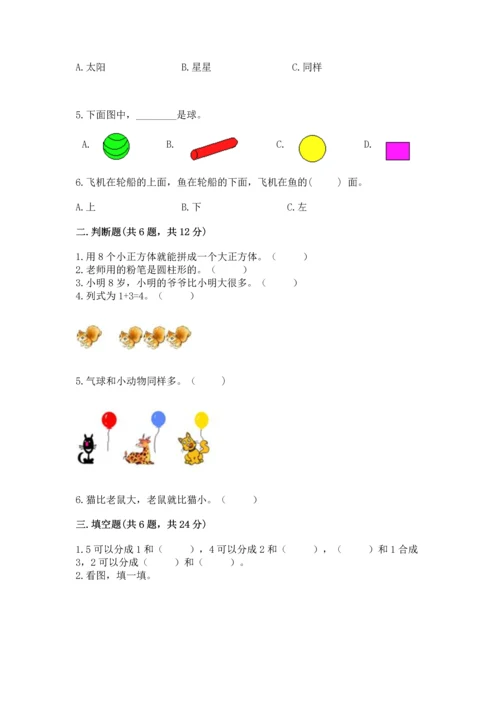 一年级上册数学期中测试卷【考点精练】.docx