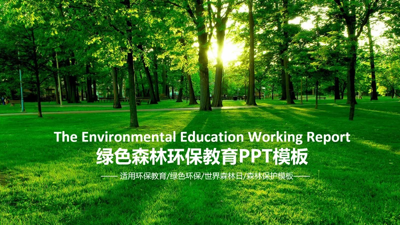 绿色环保教育世界湿地森林日PPT动态模板