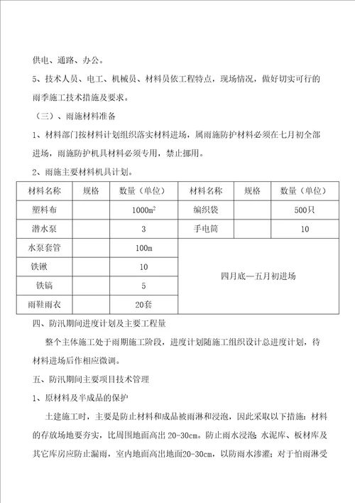 工地雨期防汛应急预案