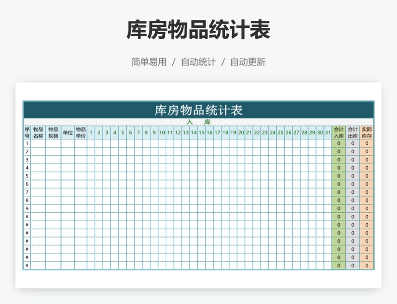 库房物品统计表