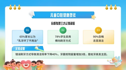 蓝色卡通风爱牙日口学校健康教育宣传PPT模板