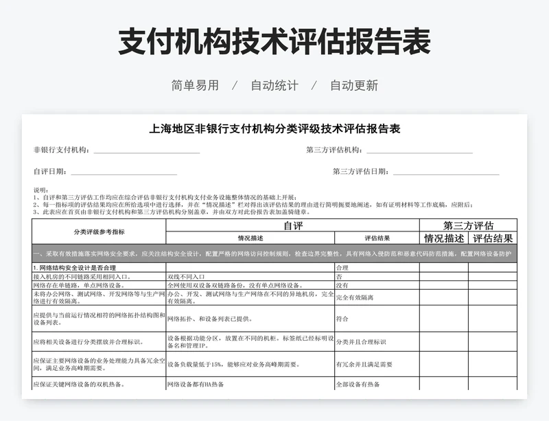 支付机构技术评估报告表