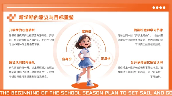 橙色3D风开学季新学年规划PPT模板