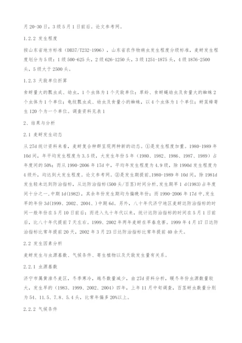 小麦麦蚜的发生动态及其原因分析.docx