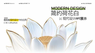 简约荷花白现代设计PPT模板