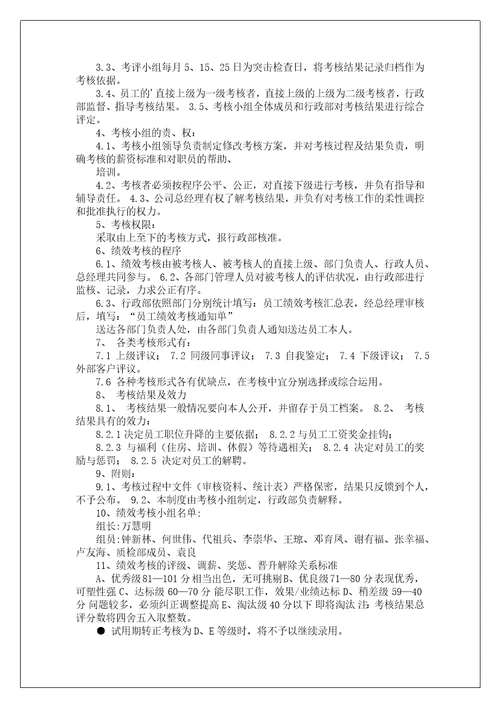 绩效考核方案集锦九篇1