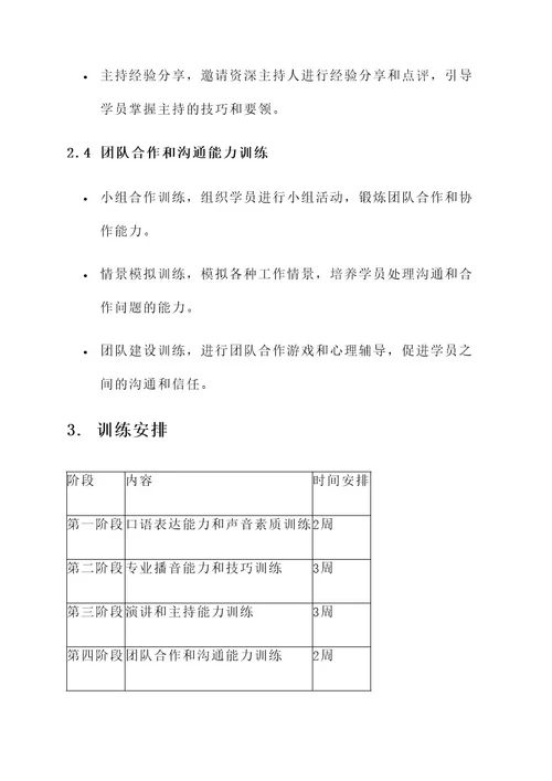 播音生集训规划方案