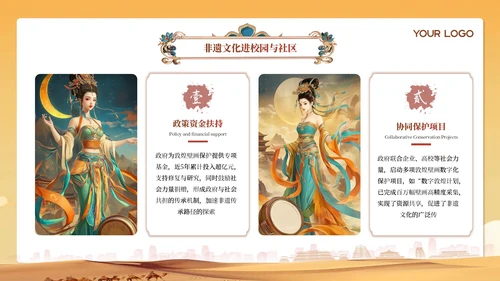 黄色中国风敦煌非遗文化汇报PPT模板