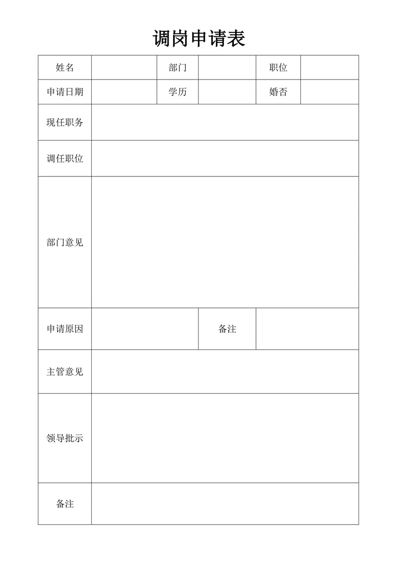 人事调岗申请表