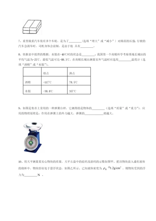 基础强化湖南长沙市实验中学物理八年级下册期末考试专题测评试卷（含答案详解）.docx