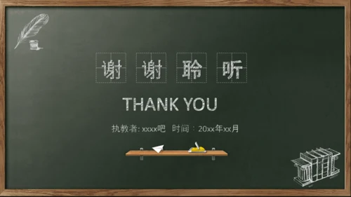 开始上课教师粉笔说课教学黑板PPT模板