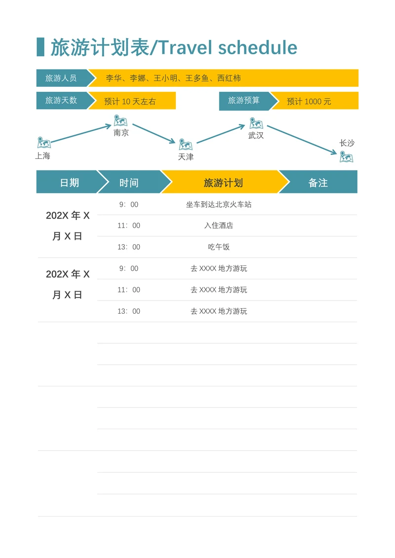 旅游计划表 (2)