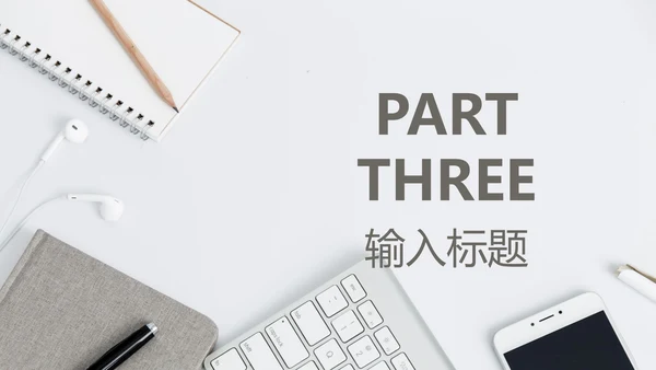 灰白色小清新总结汇报PPT模板