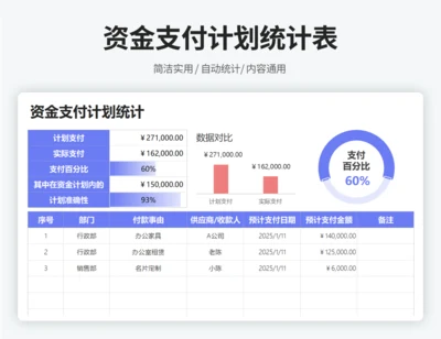 资金支付计划统计