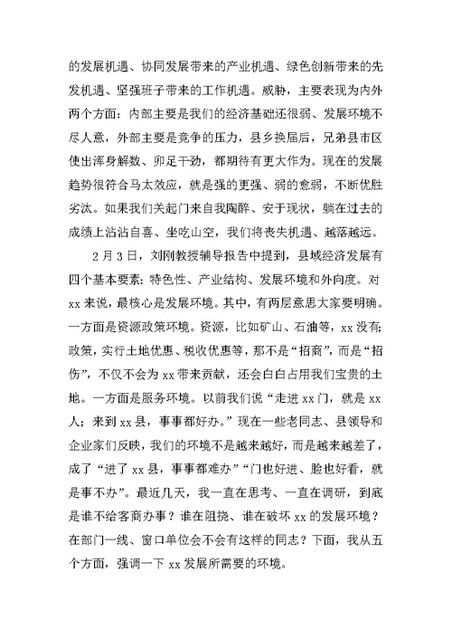 XX年全县经济工作会议讲话稿