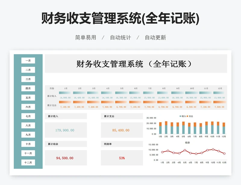 财务收支管理系统(全年记账)
