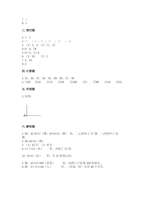 小学二年级上册数学期中测试卷【典优】.docx