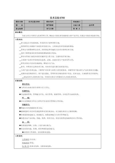 技术总监岗位职责