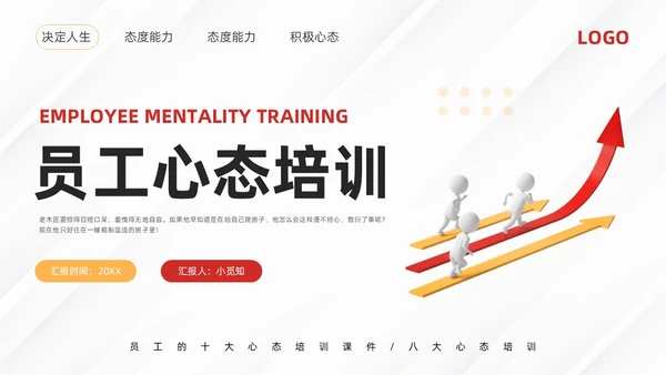 黄红简约员工心态培训PPT模板宣传PPT动态PPT人际交往