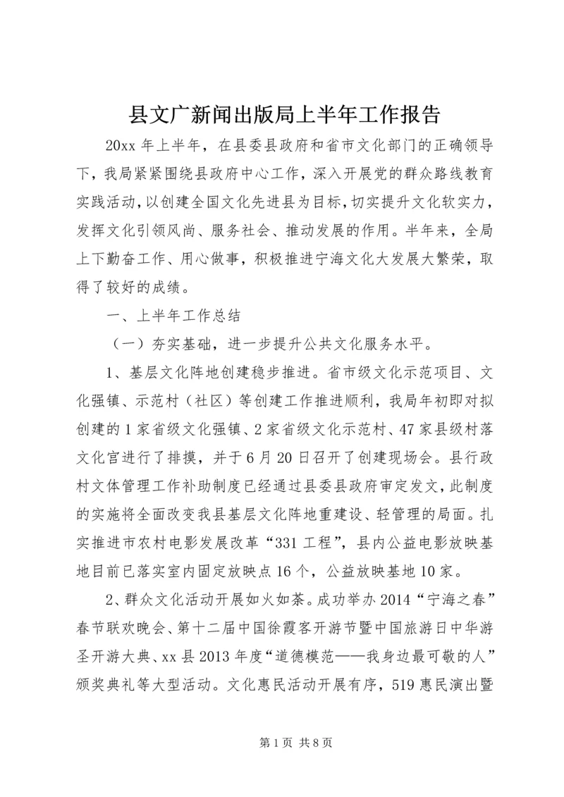 县文广新闻出版局上半年工作报告.docx