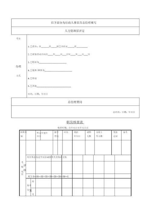 员工考核制度及表格大全