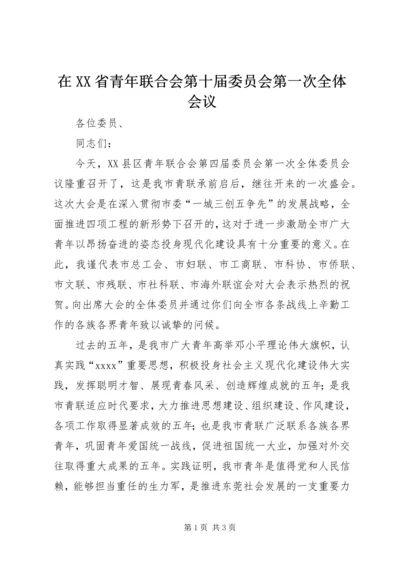 在XX省青年联合会第十届委员会第一次全体会议 (3).docx