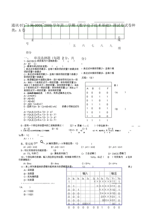 数电试题及答案