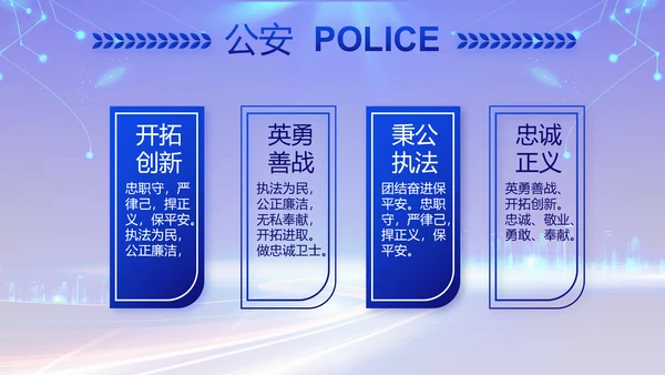蓝色公安警察党建年终工作汇报PPT