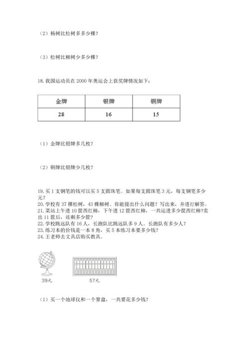 小学二年级上册数学应用题100道精品（名师推荐）.docx