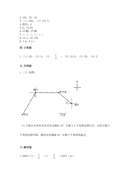 人教版六年级上册数学期末测试卷含答案【基础题】.docx