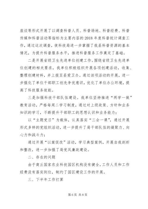 科技局上半年工作总结和下半年工作安排.docx