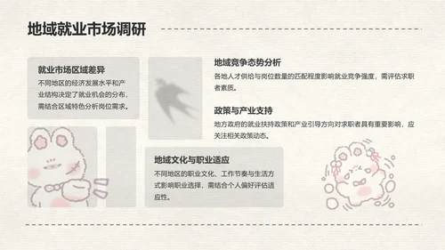 花月小熊奶白色简约风职业规划