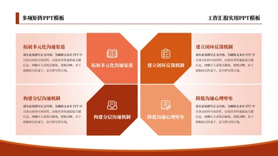 红色商务风4项矩阵PPT单页