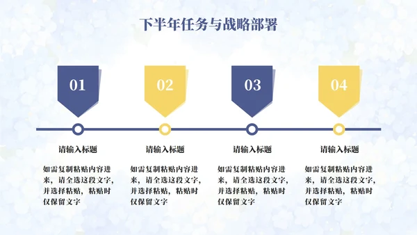蓝色小清新花团锦簇年中工作总结PPT模板