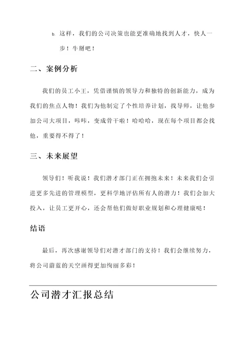 公司潜才汇报总结