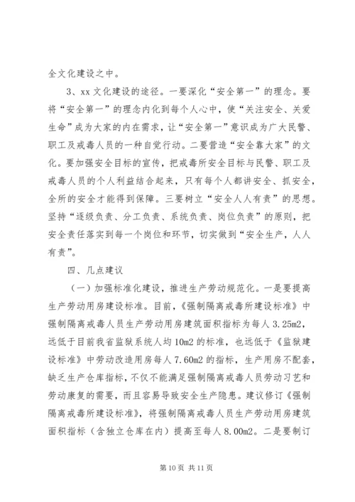 司法行政戒毒场所劳动工作建设调研报告.docx