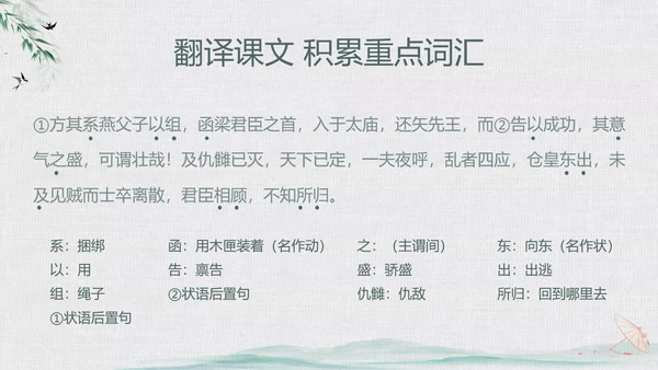 绿色中国风水墨风五代史伶官传序PPT课件