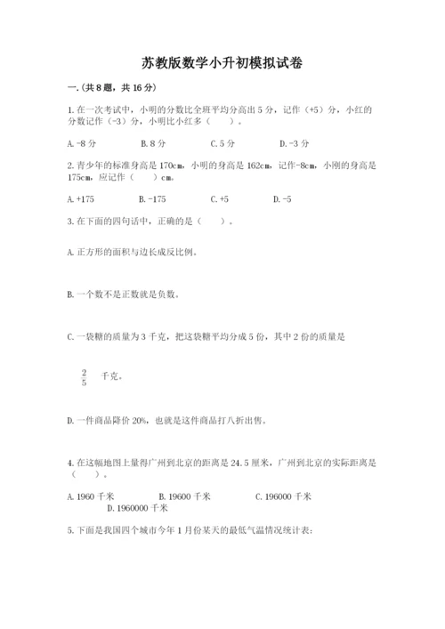 苏教版数学小升初模拟试卷及完整答案（网校专用）.docx