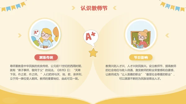 橙色插画风感恩教师节主题班会PPT模板
