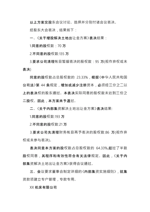 公司股东会议纪要