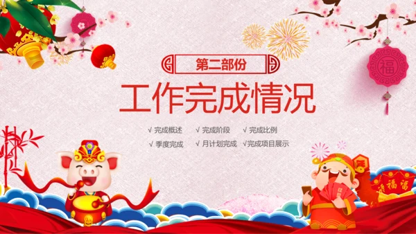 喜庆2019猪年工作总结新年元旦PPT