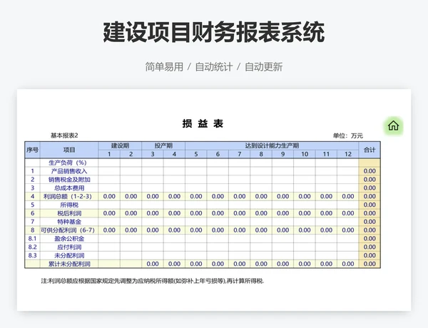 建设项目财务报表系统