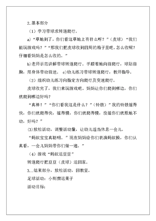 幼儿园小班体育教案
