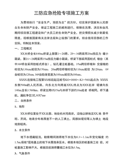 三防应急抢险专项施工方案