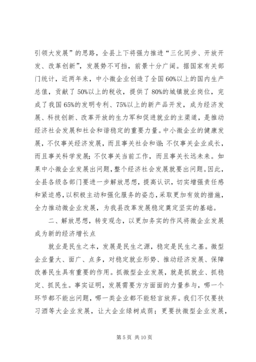 副县长在全县扶持微型企业发展推进会上的讲话 (2).docx