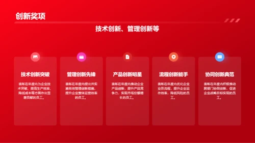 红色渐变企业年终总结表彰大会PPT模板