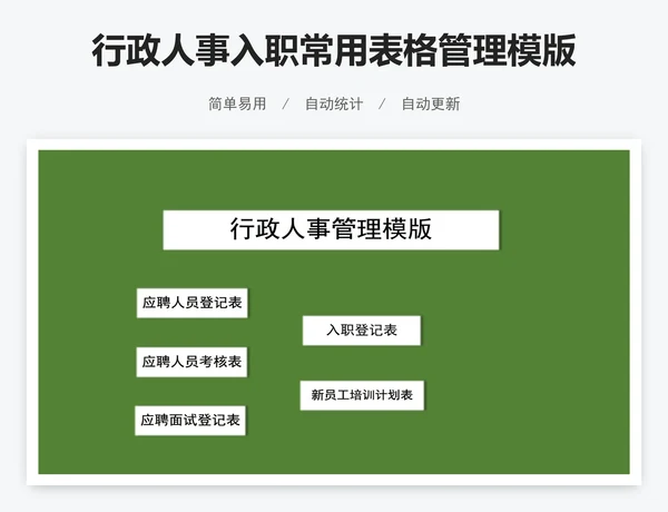 行政人事入职常用表格管理模版