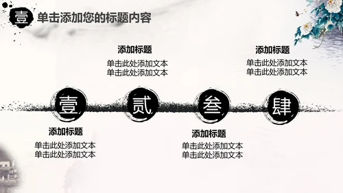 中国风水墨牡丹花动态PPT模板