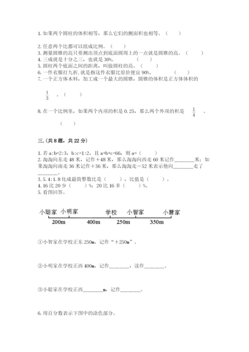 小学六年级下册数学摸底考试题及参考答案【基础题】.docx