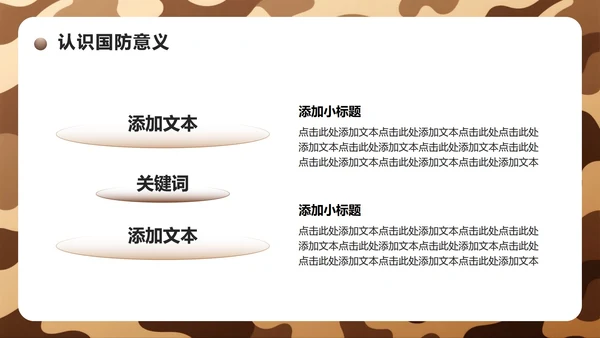 棕色迷彩实景国防主题教育班会课件PPT模板